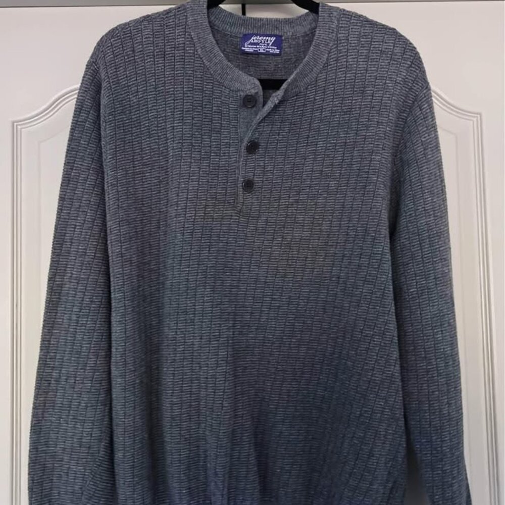 Men’s Jeremy Argyle NYC Charcoal Cotton Blend Henley | Size XL